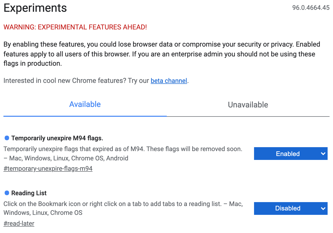 disabling google chrome reading list feature